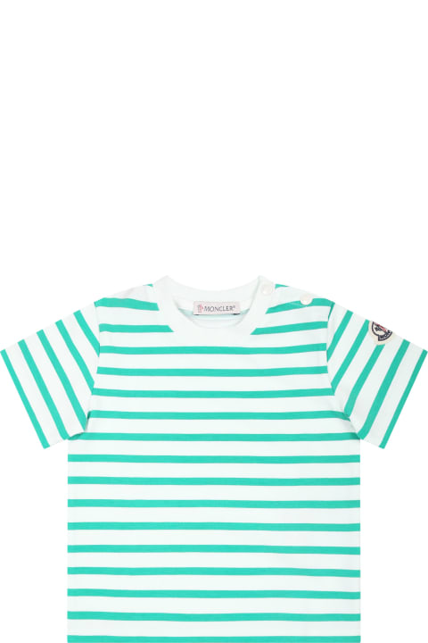 Topwear for Baby Girls Moncler Green T-shirt For Baby Boy With Logo
