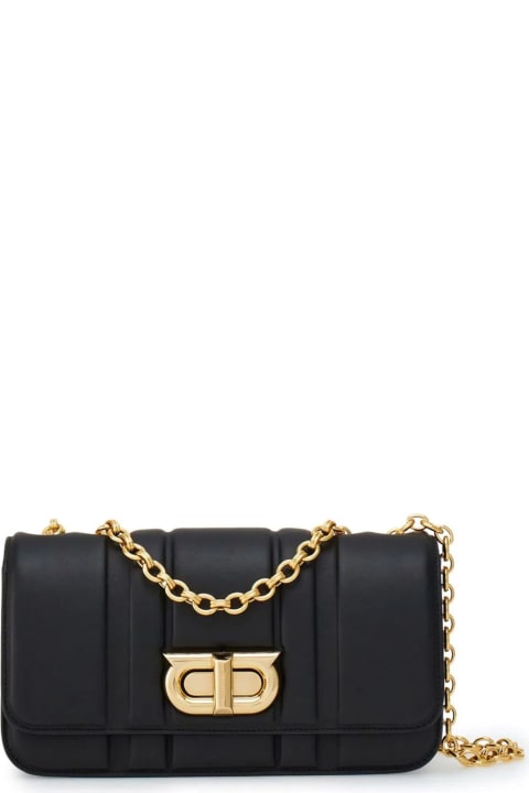 Ferragamo for Women Ferragamo Black Leather Gancini Shoulder Bag