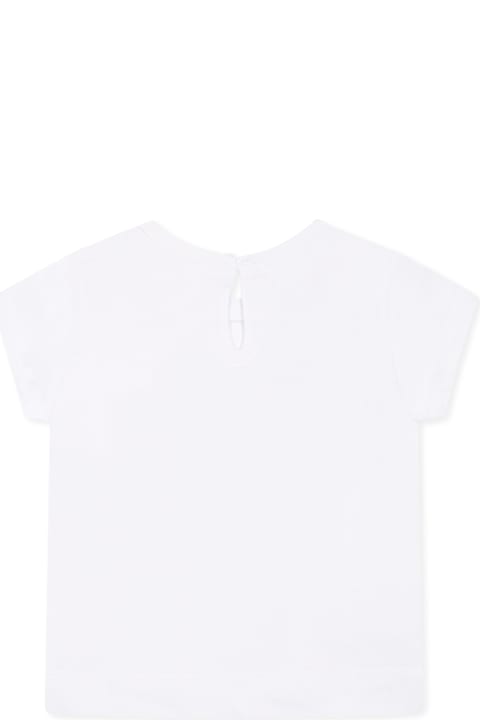 أدوات منزلية Monnalisa White T-shirt For Baby Girl With Bow