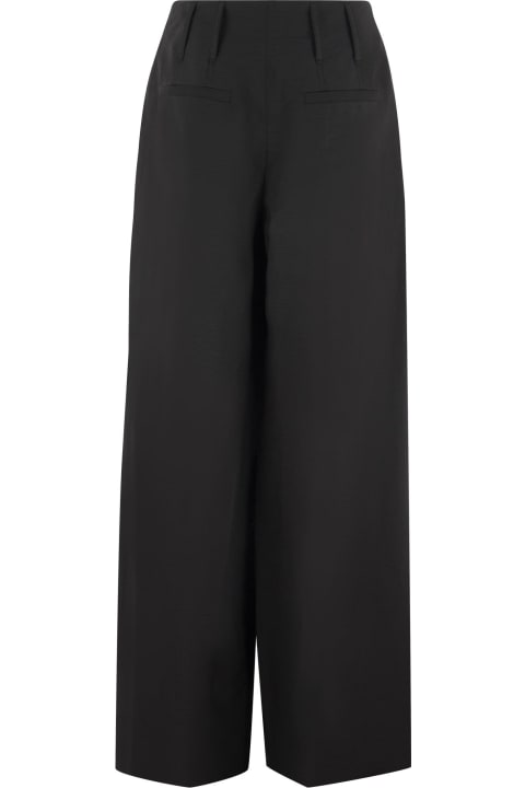 Wide Cotton-blend Tailored Trousers
