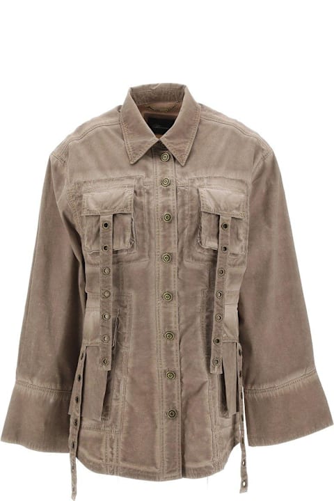 Homeware Blumarine Eyelet-detailed Denim Jacket