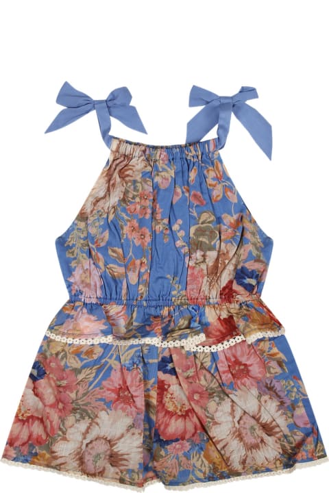 Dresses for Girls Zimmermann Blue Dungarees For Girl With Floral Print