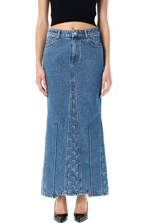 Marine Serre Moon Laser Denim Long Skirt | italist