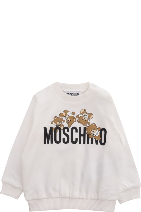 Topwear for Baby Girls Moschino White Sweatshirt With Print