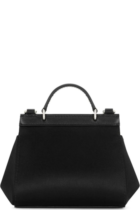 ウィメンズ新着アイテム Dolce & Gabbana Black Mini Sicily Bag With Jewel Flap