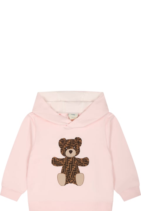 Pink Sweatshirt For Baby Girl With Bear