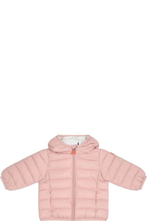 Topwear for Baby Boys Save the Duck Pink Jacket For Baby Girl With Logo