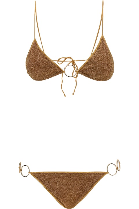 Oseree Swimwear for Women Oseree 'lumière' Gold Microkini With Rings In Lurex Woman