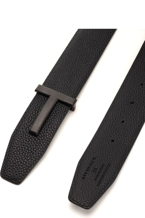 Accessories for Women Tom Ford Black 't-icon' Reversible Belt