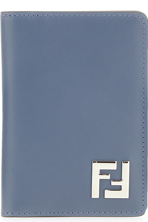Wallets Sale for Men Fendi Denim Blue Leather Wallet