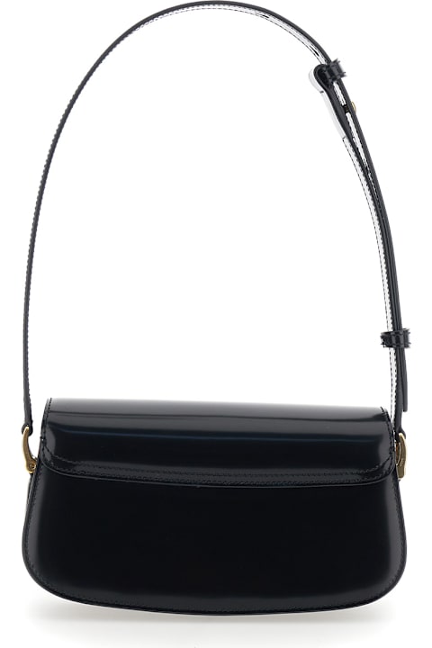 Homeware Ami Alexandre Mattiussi 'paris Paris' Black Shoulder Bag With Adjustable And Removable Shoulder Strap And Adc Plaque On The Front In Leather Woman