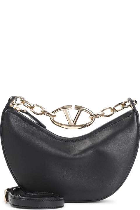 Homeware Valentino Garavani Black Leather Small Hobo Vlogo Moon Handbag