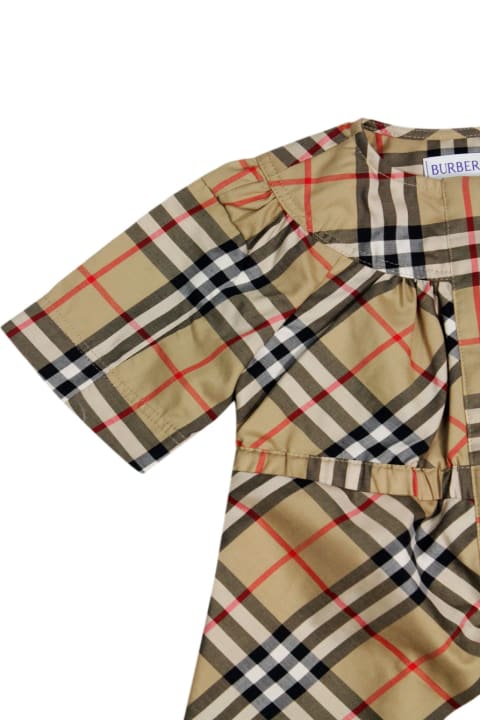 Fashion for Kids Burberry Short-sleeved Dungaree Jumpsuit With Button Closure And Elasticated Waist In Check Pattern