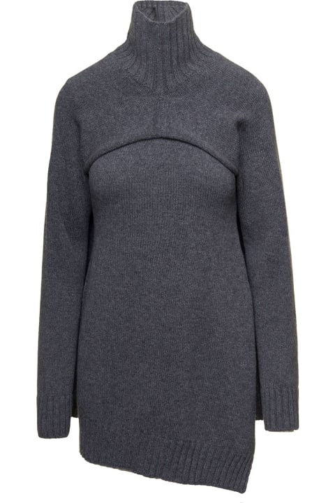 Jil Sander for Women Jil Sander Grey Two-piece Sweater With High-neck In Wool Woman