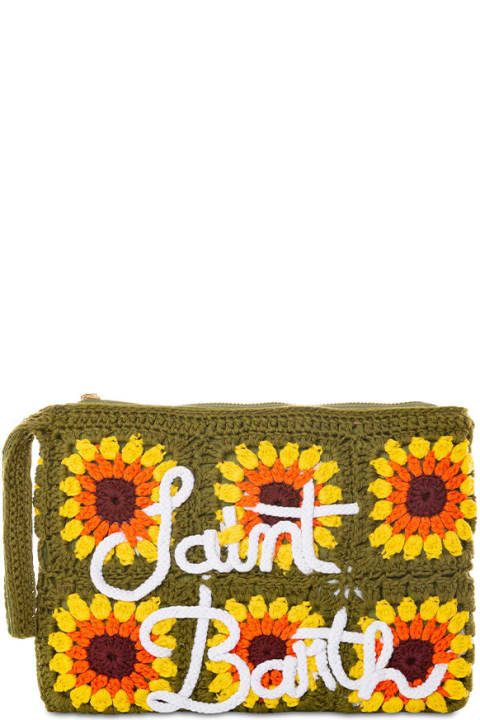 Luggage for Women MC2 Saint Barth Parisienne Crochet Pouch Bag With Sunflower Embroidery