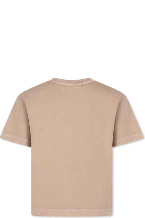 ボーイズ Dolce & GabbanaのTシャツ＆ポロシャツ Dolce & Gabbana Beige T-shirt For Boy With Logo