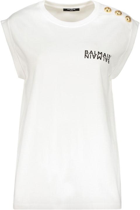 Balmain White T-shirt With Short Sleeves