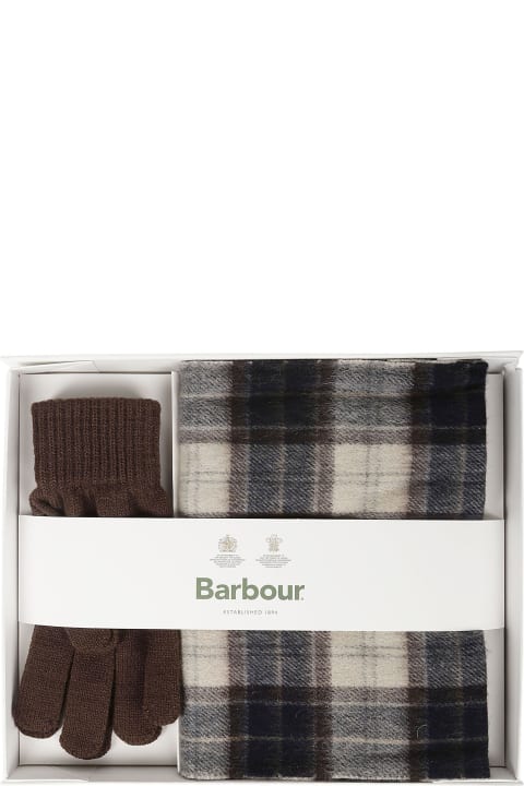 メンズ Barbourのスカーフ Barbour Tartan Scarf Glove Gift Set