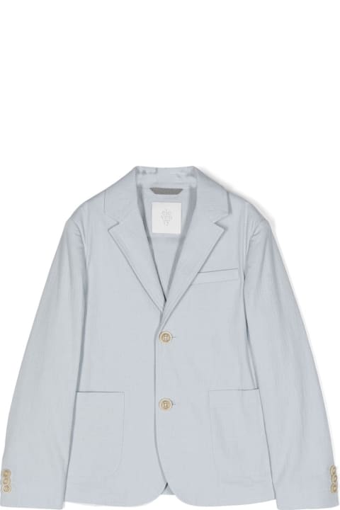 Topwear for Boys Eleventy Light Blue Single Breasted Blazer With Contrast Buttons