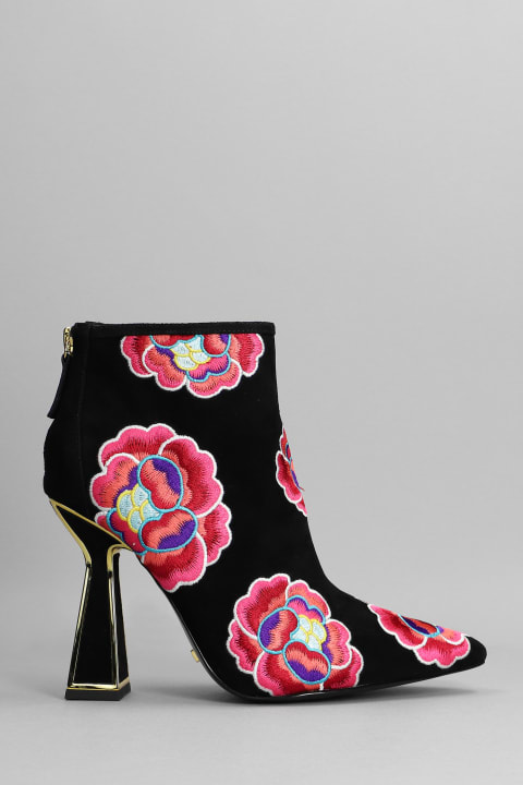 Lucie High Heels Ankle Boots In Black Suede