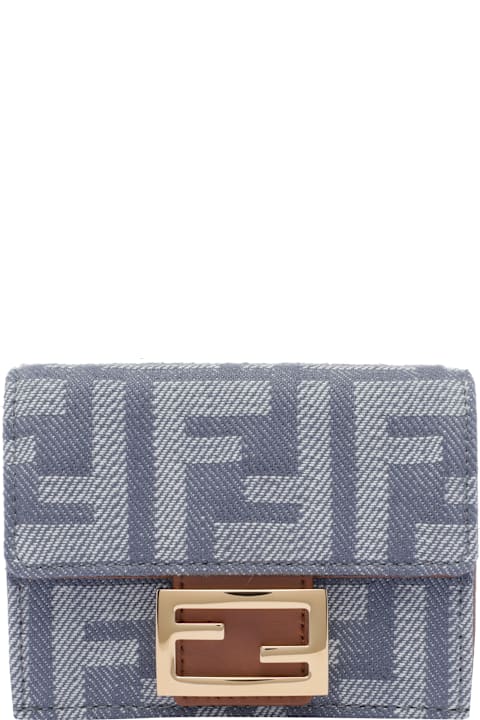 Fendi Wallets for Women Fendi Ff Logo Denim Trifold Wallet