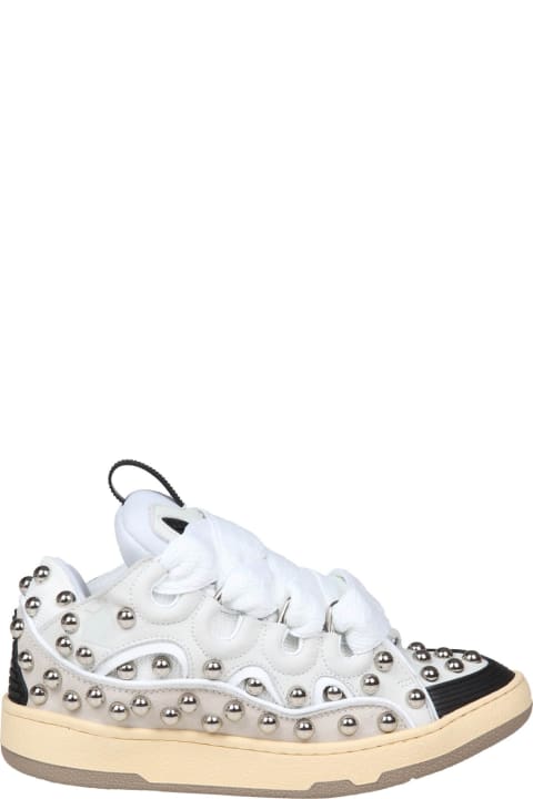 Lanvin for Women Lanvin Curb Sneakers In Black And White Leather With Applied Studs