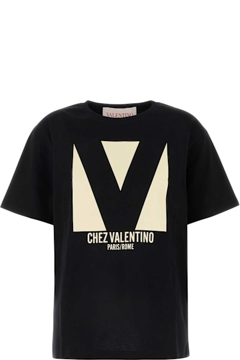 Valentino Garavani Topwear for Women Valentino Garavani Black Cotton T-shirt