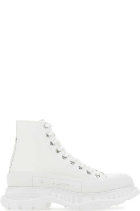 Shoes for Men Alexander McQueen White Canvas And Rubber Tread Slick Sneakers