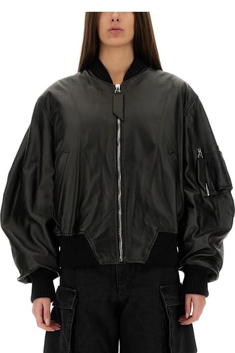 Coats & Jackets for Women The Attico Leather Bomber Jacket