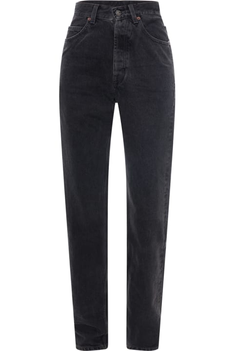 Black V-waist wide-leg jeans, Saint Laurent