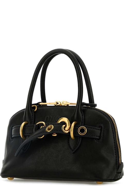 Miu Miu Black Leather Mini Aventure Handbag