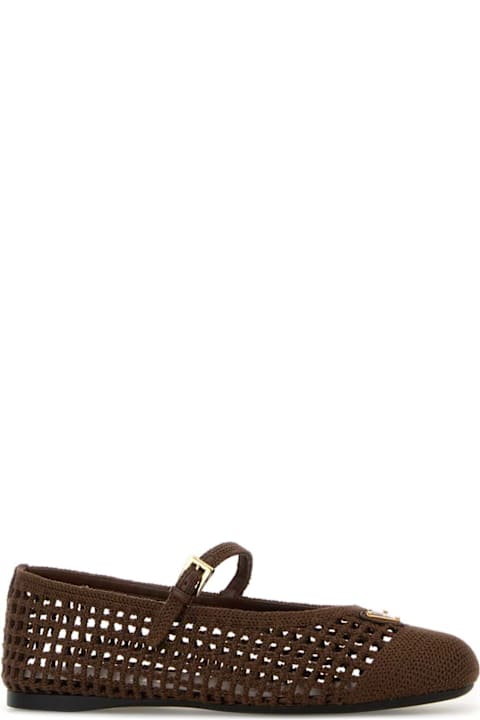 Prada Brown Crochet Ballerinas