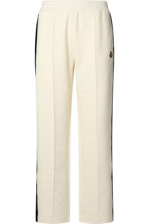 Moncler Clothing for Women Moncler Ivory Cotton Blend Trousers