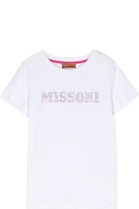 Missoni Kids Missoni Kids White T-shirt With Dregrad Hinestone Logo