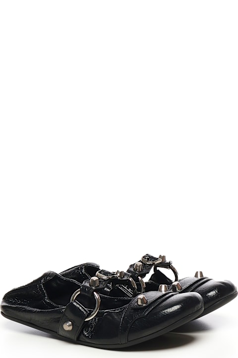 Flat Shoes for Women Balenciaga Leather Ballerina With Studs
