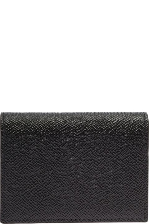 Dolce & Gabbana Man's Black Hammered Leather Card Holder With Logo