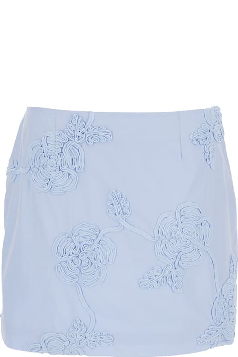 Homeware Rotate by Birger Christensen Mini Skirt With Low Waist And All-over Floral Motif In Cotton