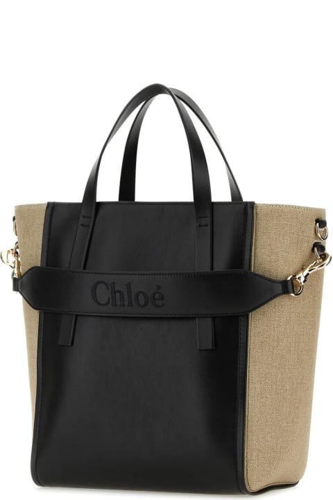 Chloé Totes for Women Chloé Two-tone Canvas And Leather Medium Sense Shopping Bag
