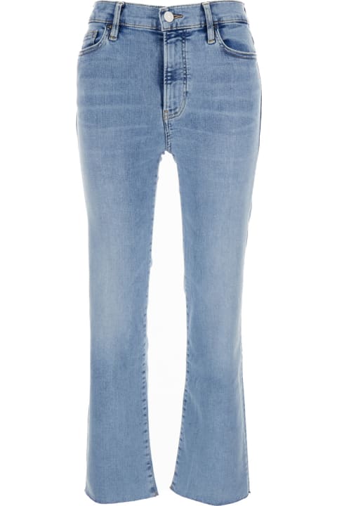 Frame for Women Frame 'le High Straight' Light Blue Jeans With Contrasting Stitching In Cotton Blend Woman