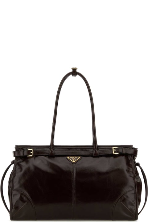 Prada Dark Brown Leather Shoulder Bag