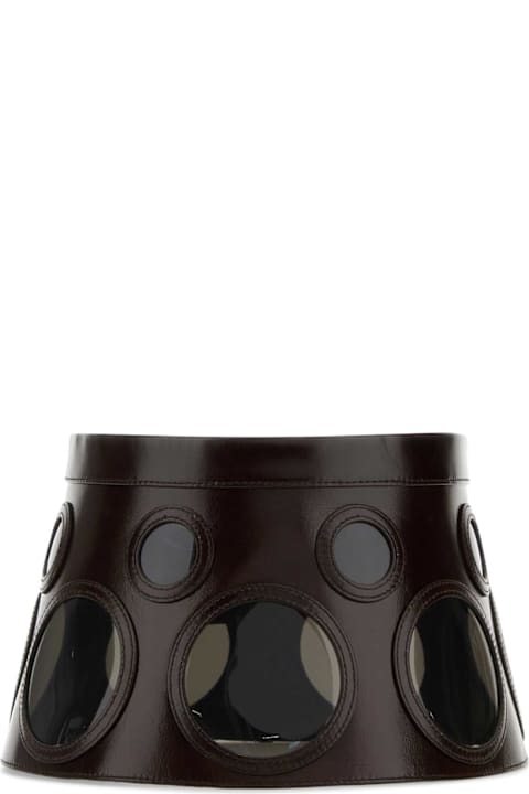 Hair Accessories for Women Prada Dark Brown Leather Hat