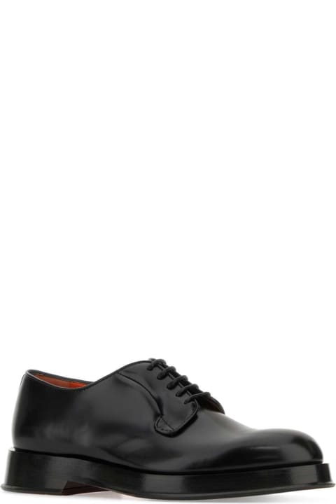 Fashion for Men Santoni Black Leather Lace-up Shoes