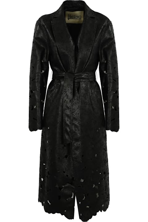 Herno Coats & Jackets for Women Herno Leather Effect Coat With Embroidery