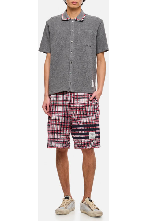 Thom Browne for Men Thom Browne Check 4 Bar Sweat Cotton Shorts