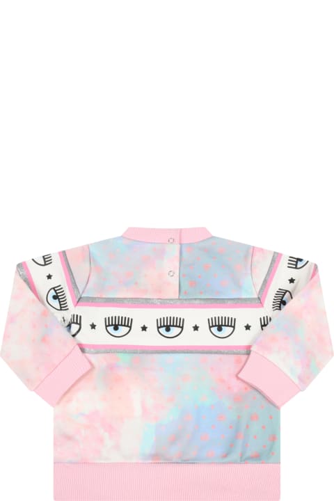 Tie-dye Sweatshirt For Baby Girl With Iconic Flirting Eyes