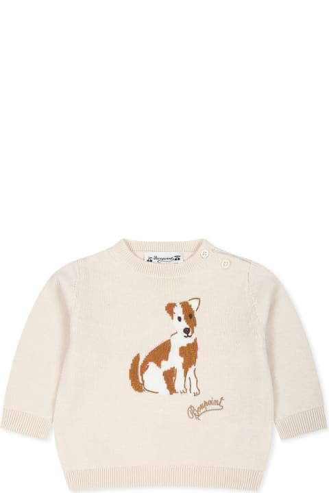Bonpoint Clothing for Baby Girls Bonpoint Beige Sweater For Babykids With Dog