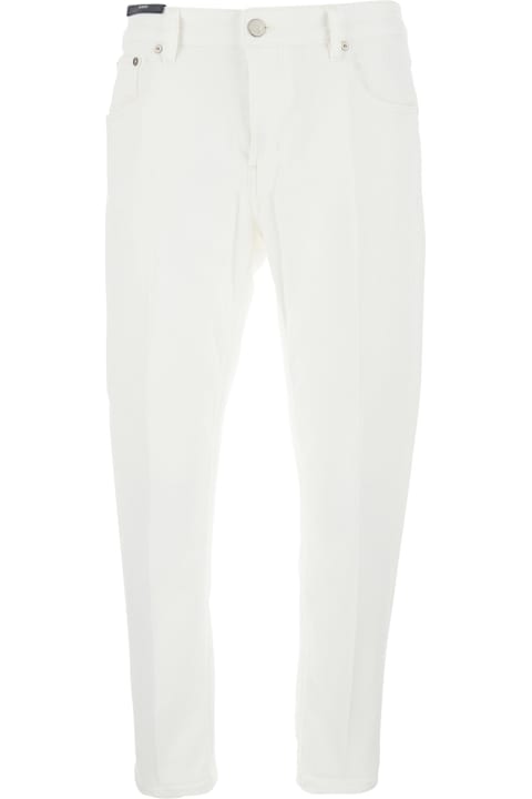 Homeware PT Torino White Five Pocket Jeans With Logo Patch On The Back In Cotton Man
