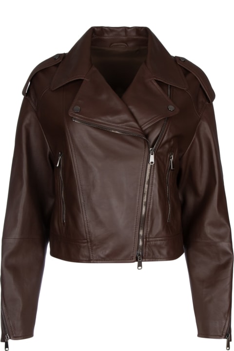 ウィメンズ Brunello Cucinelliのコート＆ジャケット Brunello Cucinelli Leather Jacket