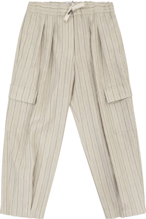 Brunello Cucinelli Bottoms for Girls Brunello Cucinelli Linen Blend Comfort Cargo Trousers