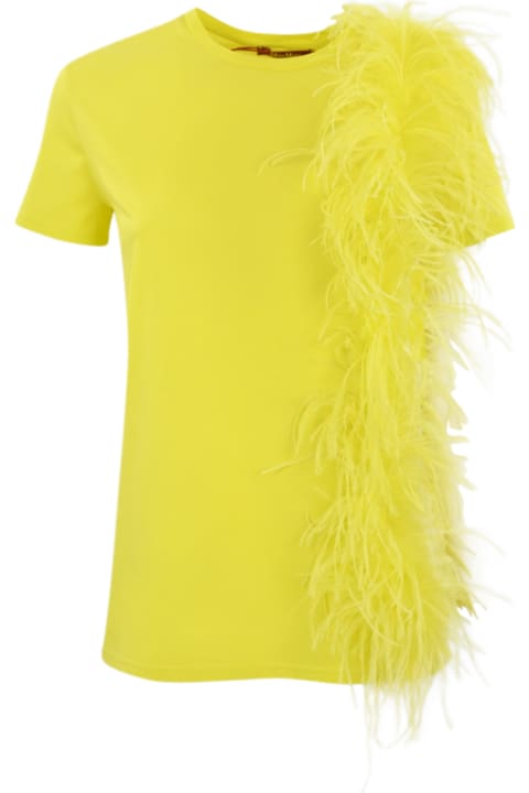 Topwear for Women Max Mara Studio Cotton T-shirt With Feathers
